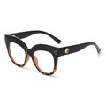 Oversized cat-eye glasses with black and tortoiseshell frames and silver stud accents - Black & Tortoise / Tea Gradient