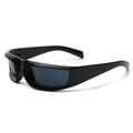 Y2K steampunk sunglasses in glossy black frame with dark grey lenses for a retro look - C01 Bright Black
