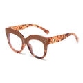 Cat eye glasses frame in tortoiseshell and dark brown with triple metal rivets detail - Brown and Red Tortoise