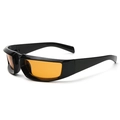 Y2K steampunk sunglasses with a sleek black frame and vibrant orange lenses - Black Frame Brown Lens