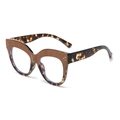 Cat eye glasses in caramel and tortoiseshell with silver rivets and metal accents - Brown and Green Tortoise
