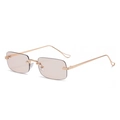 Fashionable rimless rectangular sunglasses with gold metal hollowed-out temples - Gold Frame Champagne