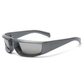 Y2K steampunk silver metallic wraparound sports sunglasses with futuristic design - C04 Silver