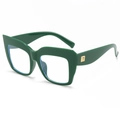 Übergroße grüne quadratische Brille mit modischen Goldakzenten an den Bügeln und Gläsern - C02 Grün