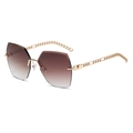 Gafas de sol poligonales sin montura con lentes degradadas marrones y patillas de cadena dorada - C02 Marrón Degradado