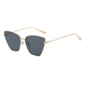 Schicke Cat-Eye-Sonnenbrille mit goldenem Metallrahmen und dunklen Gläsern im 45-Grad-Winkel - Ganz Grau (C01)
