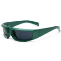Lunettes de soleil steampunk Y2K avec monture enveloppante verte et verres gris foncé - C07 Vert