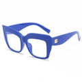 Übergroße quadratische Cat-Eye-Brille in strahlendem Blau mit goldenen Metallscharnieren - C04 Festes Blau