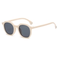 Retro small frame polygon sunglasses with beige frames and dark grey lenses for street style - Beige