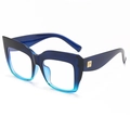 Oversized square fashion glasses with blue gradient frames and gold metal accents - C06 Gradient Blue