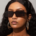 Occhiali da sole rettangolari tartarugati alla moda con lenti marrone scuro - Stampa leopardata
