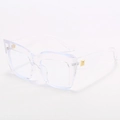 Transparent oversized square glasses frame with gold metal hinge detail for women - C10 Clear