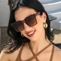 Gafas de sol cuadradas de gran tamaño con montura de carey y lentes degradados marrones - Estampado de leopardo