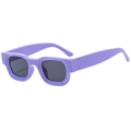 Lunettes de soleil carrées violettes chic avec branches larges et verres teintés - Monture Violette Verres Gris