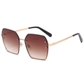 Square oversized sunglasses with brown gradient lenses and gold metal frames - Gold Frame Gradient Tea