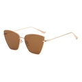 Schicke Cat-Eye-Sonnenbrille mit roségoldenem Metallrahmen und braunen Gläsern - Braun (C03)
