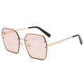 Oversized geometric sunglasses with pink gradient lenses and gold metal temples - Gold Frame Light Coffee