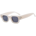 Lunettes de soleil punk carrées minimalistes en beige mat avec verres gris foncé - Monture Blanc Gelée Verres Gris