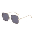 Retro oversized square metal sunglasses with gold frame and gradient lenses for men and women - Gold Frame Black