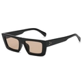 Lunettes de soleil carrées noires en acétate avec verres marron clair et rivets - Monture Noire Verres Marron Clair