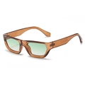 Gafas de sol cuadradas retro con montura marrón y lentes de degradado verde - Marco Té Translúcido Lente Degradada Verde