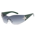 Oversize-Sonnenbrille mit graublauen Verlaufsgläsern und grünen Bügeln mit Stern - C04 Solid Grün