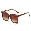 Square leopard print sunglasses with gold stud accents and brown gradient lenses - Leopard Print