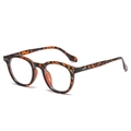 Retro round tortoise shell eyeglasses frame with decorative metal rivets for unisex - C03 Leopard