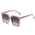 Square oversized pink frame sunglasses with gradient lenses and gold rivet accents - Pink