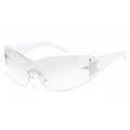 Y2K oversized white translucent wraparound sunglasses with silver star accents - C07 Clear Grey