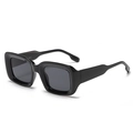 Classic black oversized square sunglasses with dark grey lenses in a retro fashion style - Glossy Black Frame Grey Lens