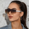 Frameless oversized sunglasses with brown gradient lenses and wide white temples - C04 Solid White