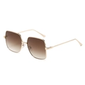 Retro oversized square metal sunglasses with golden frame and brown gradient lenses - Gold Frame Gradient Tea