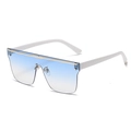 Occhiali da sole squadrati oversize con lenti sfumate blu e aste bianche su bianco - Blu Sfumato