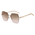 Polygonal rimless sunglasses with gradient brown to pink lenses and gold chain temples - C04 Brown Pink