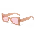 Cat eye sunglasses in translucent nude pink frame with light pink lenses for women - Champagne Frame Pink Lens