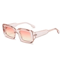 Retro square sunglasses with transparent pink frames and orange gradient lenses - Transparent Pink Frame Pink Yellow Lens
