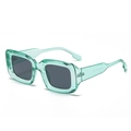 Chic square sunglasses in translucent jelly green with dark lenses for outdoor wear - Transparent Green Frame Grey Lens