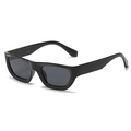 Gafas de sol rectangulares negras minimalistas con patillas anchas y acabado brillante - Montura negra brillante lente gris