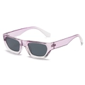 Gafas de sol rectangulares con montura morada transparente y lentes gris oscuro - Marco Degradado de Púrpura a Transparente