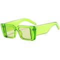 Neon green translucent oversized rectangle sunglasses with wide temples for a Y2K trend - Transparent Green (C01)