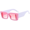 Occhiali da sole rettangolari oversize con montatura rosa e lenti sfumate rosa - Montatura Rosa Aste Bianche (C08)