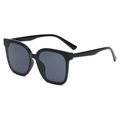 Classic oversized black square sunglasses with dark grey lenses in a glossy finish - Bright Black / Gray