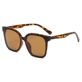 Retro tortoise shell square sunglasses with dark brown lenses shown from a 45-degree angle - Tortoise Frame Tea Lens