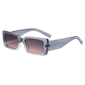 Retro rectangle sunglasses with grey frames, purple gradient lenses and metal rivet details - Gradient Translucent Grey