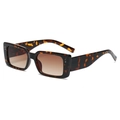 Vintage tortoiseshell rectangular sunglasses with gradient lenses and metal rivet details - Tortoise / Gradient Tea