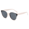 Occhiali da sole rotondi oversize color crema con lenti sfumate grigio scuro - Grigio Beige