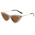 Occhiali da sole retro cat-eye con montura taupe e stanghette in metallo dorato - Montatura Grigio Trasparente / Lenti Marroni (C04)