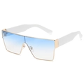 Lunettes de soleil carrées dorées avec verres dégradés bleus et branches blanches - Monture Or Verres Bleu Dégradé (C03) / Or Dégradé Bleu