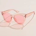 Occhiali da sole cat-eye oversize rosa con montatura trasparente e borchie stile retrò - Rosa
